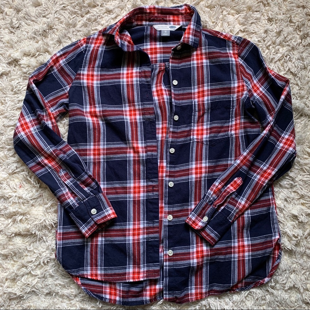 Old navy plaid blue and red shirt